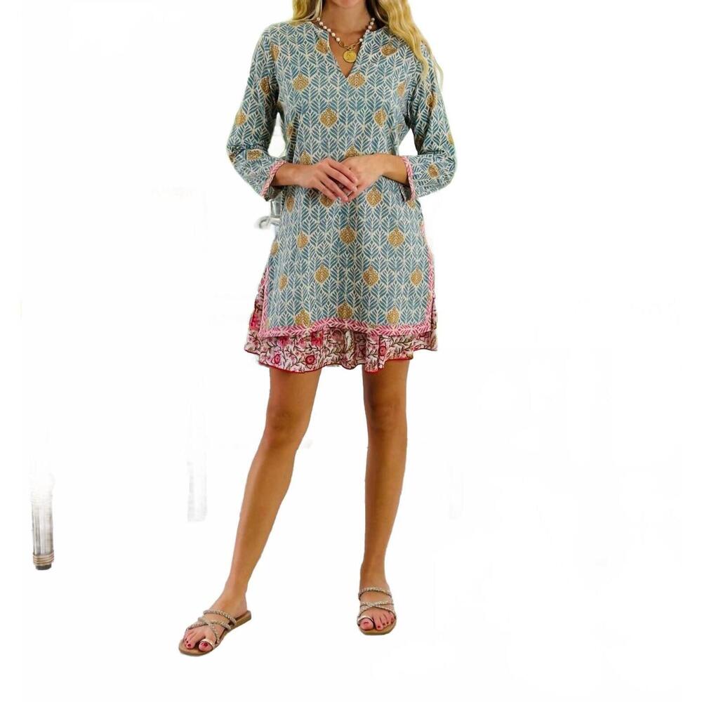 NEW JUST DARVINY v-neck tunic shirt in colony blue
